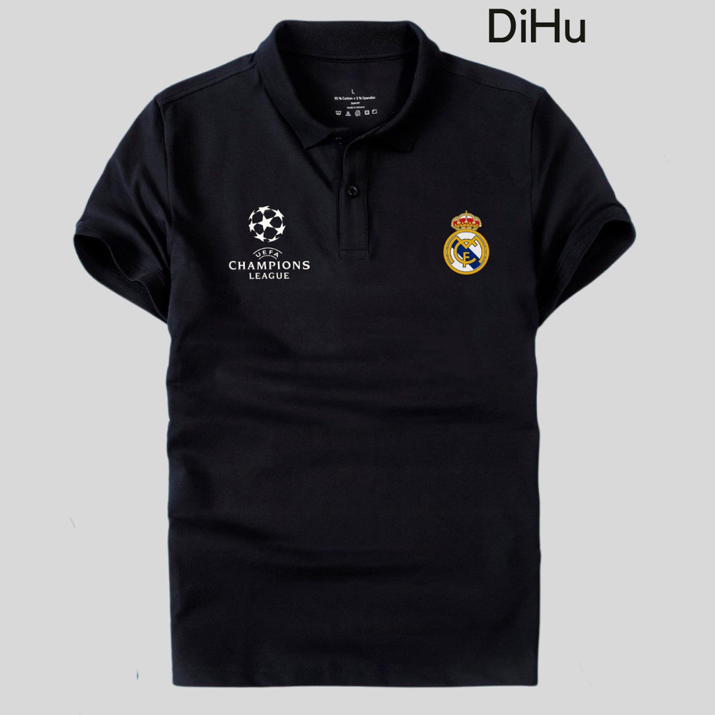 Áo thun Polo nam nữ cao cấp Real Madrid Unisex vải cá sấu Poly co dãn 4 chiều dày dặn form gerular fit