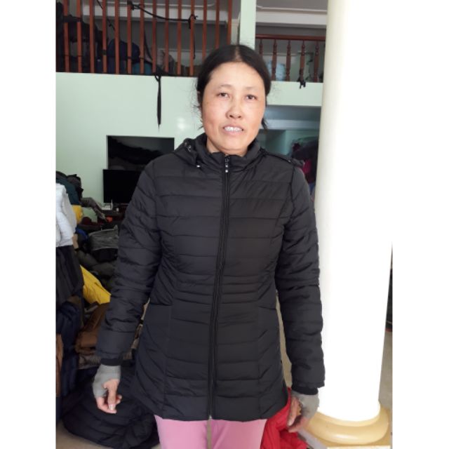 Áo phao nữ lót nỉ  mặc chùm mông