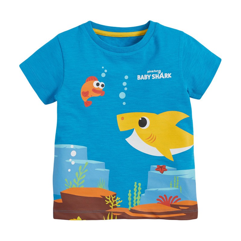 Mã 51860 áo thun in hình cá hoạt hình Baby Shark của Little Maven cho bé trai và bé gái