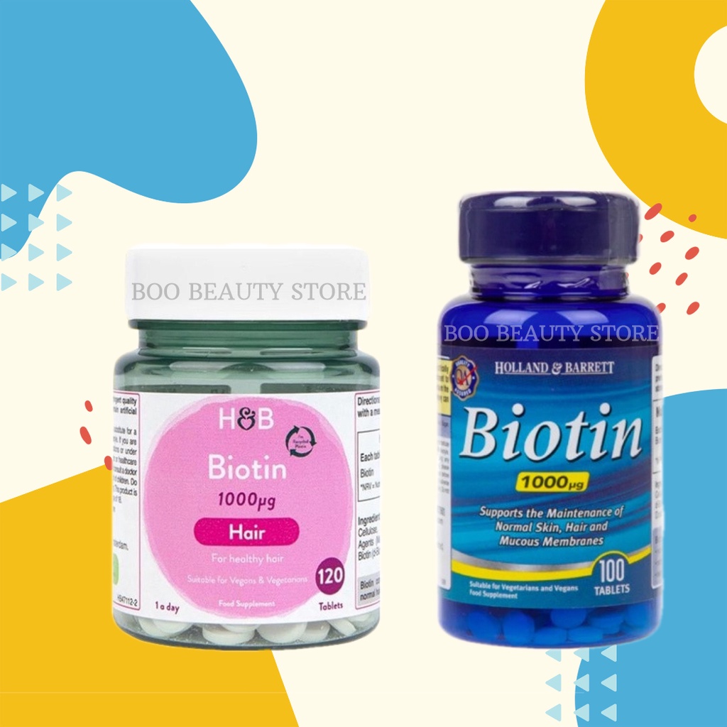 Viên uống dưỡng móng tóc Biotin Holland & Barrett 1000ug - Mỹ
