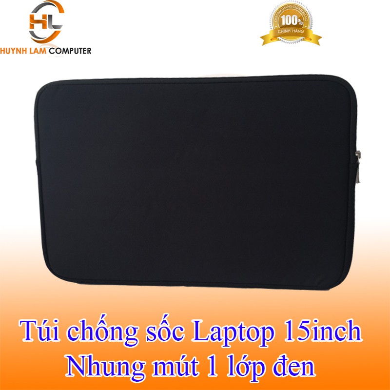 Túi chống sốc Laptop 15inch nhung mút 1 lớp đen