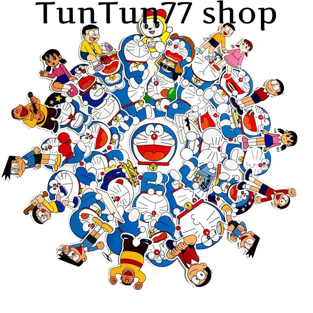 Bộ sticker dán cao cấp Đôraemon dùng dán xe, dán mũ bảo hiểm, trang trí góc học tập, dán vali, tủ lạnh,...
