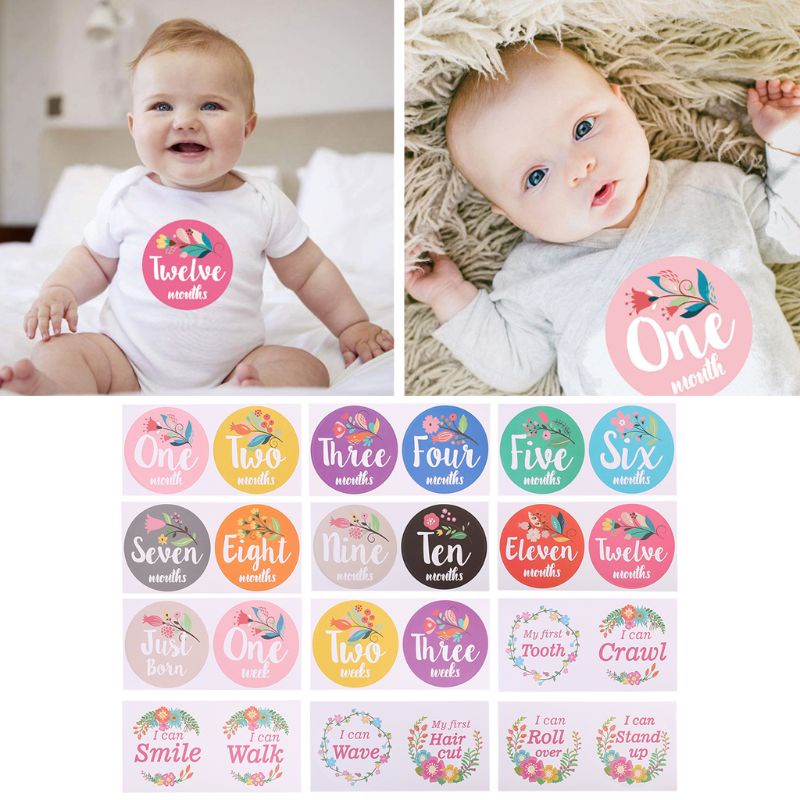 Bộ 12 Sticker Đánh Dấu Cột Mốc Phát Triển Theo Phong Cách Boho Cho Bé Sơ Sinh