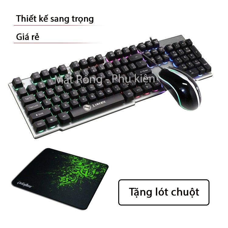 [Tặng lót chuột w3]Bộ bàn phím giả cơ và chuột chuyên game LIMEIDE GTX500 Led 7 màu (Màu Đen)