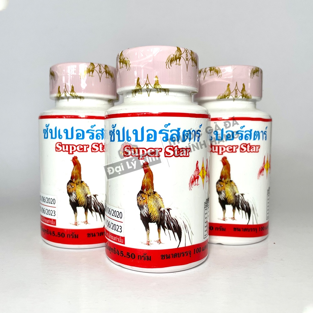 Dinh dưỡng nuôi gà đá, bồi bổ gân gối Super Star, hủ 100 viên, nhập khẩu Thái Lan chính hãng
