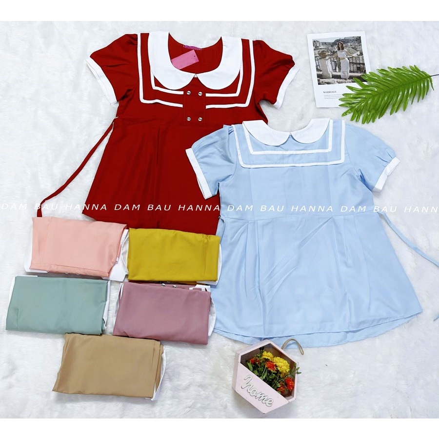 [HANNA] Áo bầu kiểu dễ thương cho mẹ trẻ vải lụa mango cao cấp thoáng mát không nhăn có size 70kg vải mềm mát mùa hè