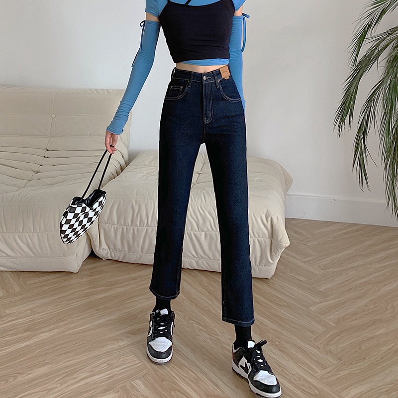 Quần jean 46320 ống đứng lưng cao thời trang cho nữ