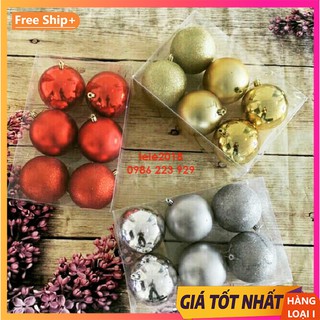 Set 6 quả châu 6cm loại đẹp trang trí Noel