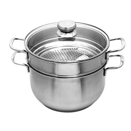 Bộ nồi xửng hấp 30cm cao cấp Inox 3 đáy Fivestar nắp kính dùng bếp từ