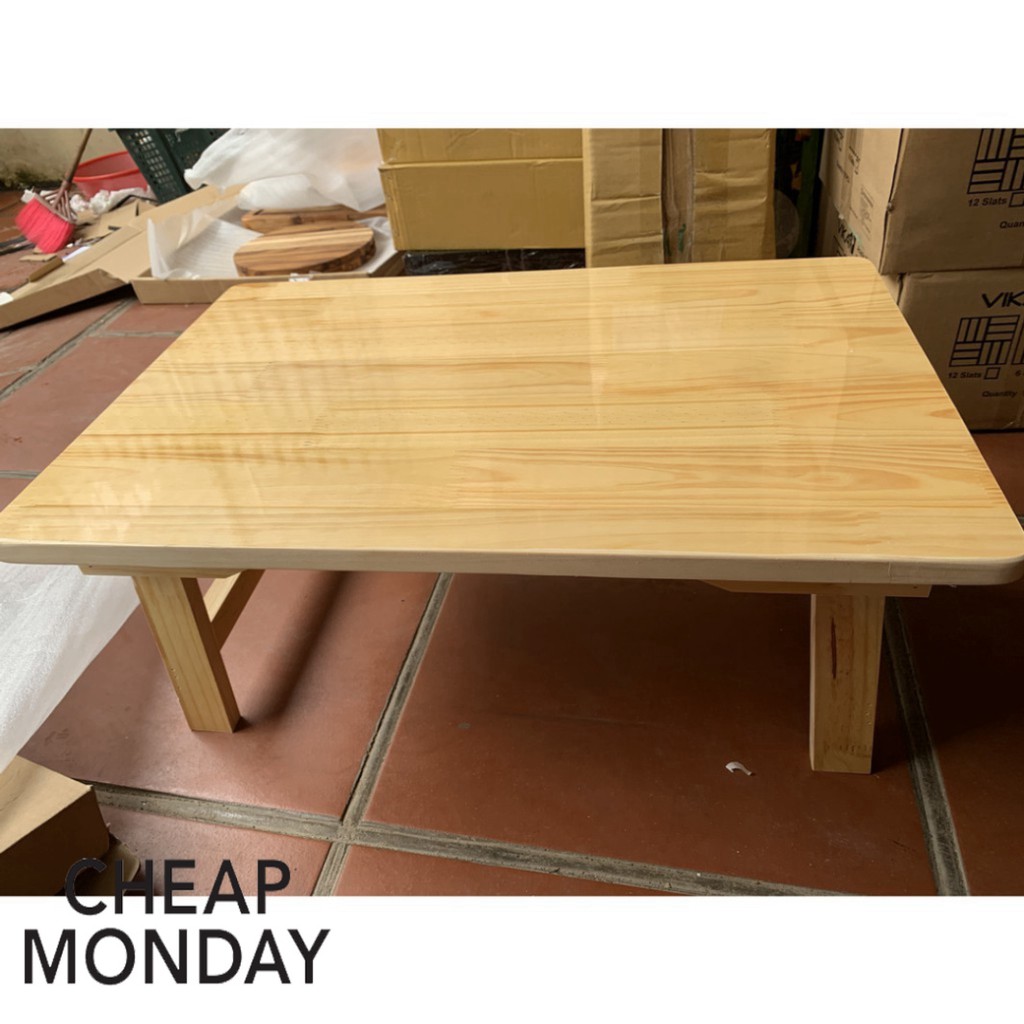 Bàn gấp mini đa năng gỗ tự nhiên, bàn gỗ đa năng chân xếp 40x60cm