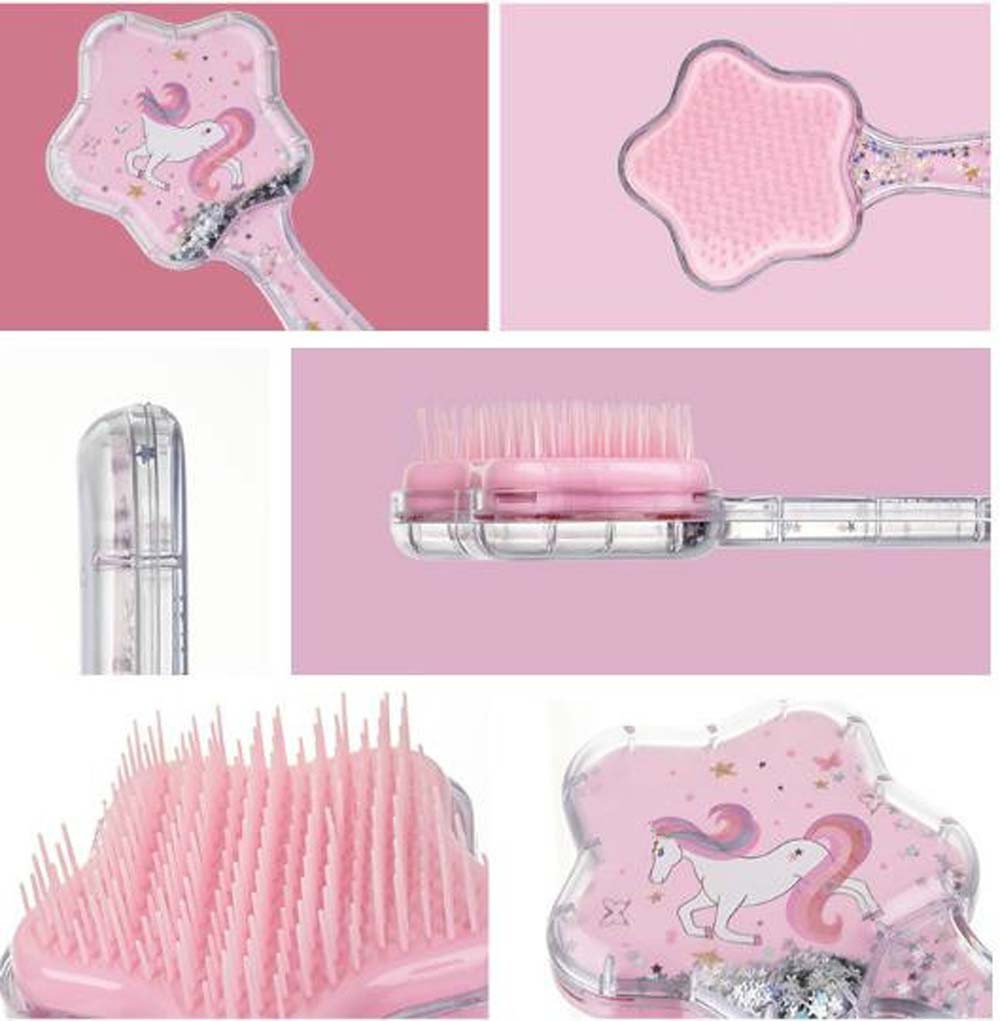 [Hàng mới về] Lược chải tóc massage chống tĩnh điện thiết kế kim tuyến dễ thương cho bé gái