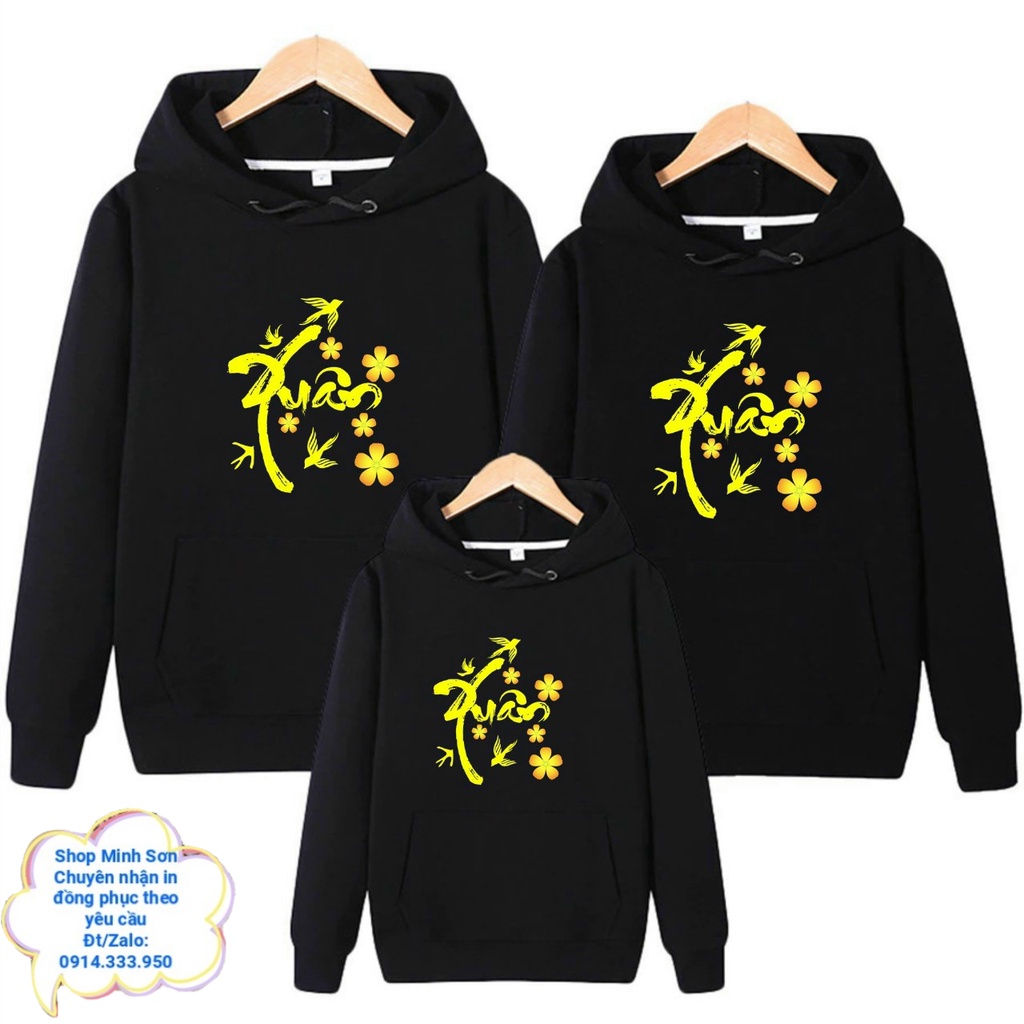 🎼🇻🇳🎼ÁO NỈ HOODIE CHỮ XUÂN ĐÓN TẾT , NỈ MŨ GIA ĐÌNH, ÁO ĐÔI  LOẠI 1 ĐỦ MÀU ĐỦ SIZE | BigBuy360 - bigbuy360.vn