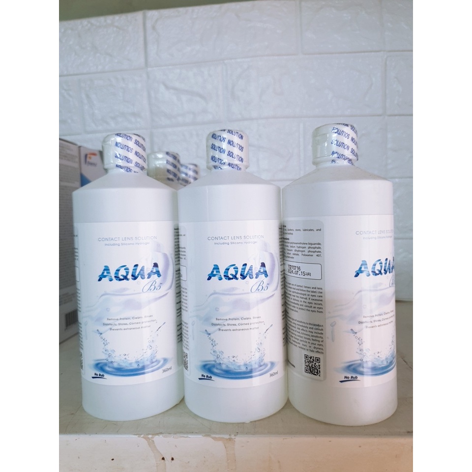 Nước ngâm lens Aqua B5 360ml- Dung dịch ngâm rửa kính áp tròng Hàn Quốc- tân bình