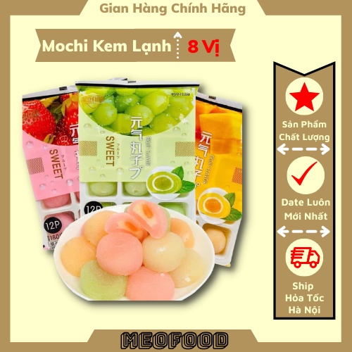 Bánh Mochi kem lạnh vị hoa quả mỗi gói 12 chiếc bánh thơm ngon , Bánh Mochi ĐÀI LOAN 8 Vị Hoa Quả