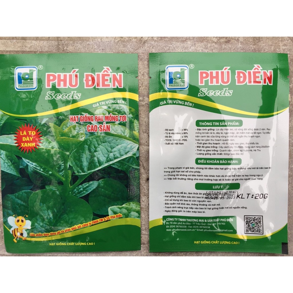Hạt rau giống mùng tơi cao sản20g