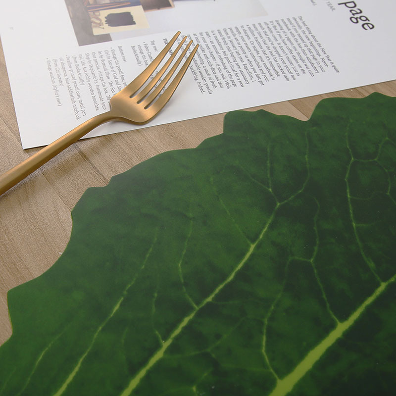 High Artificial Plants Banana Leaf Placemat Tropical Rainforest Theme Table Mat Coaster Waterproof Oilproof Decorative Dinner Mats