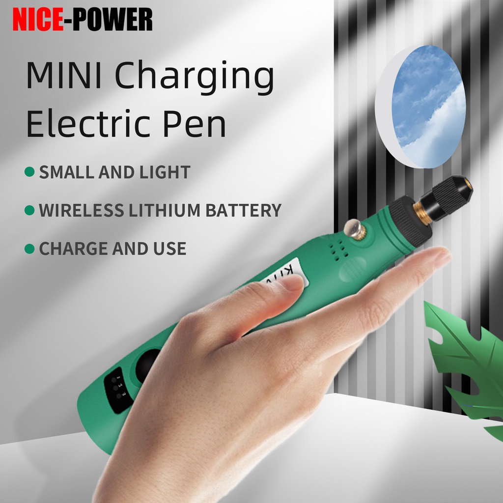 Máy mài điện nhỏ gọn điều chỉnh tốc độ sạc cổng USB hỗ trợ khắc mài đánh bóng thiết kế không dây cao cấp