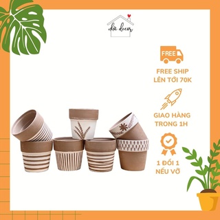 Chậu đất nung ly gờ sơn màu vintage Nhà Decor trồng cây cảnh sen đá xương rồng ship 1h lỗi 1 đổi 1