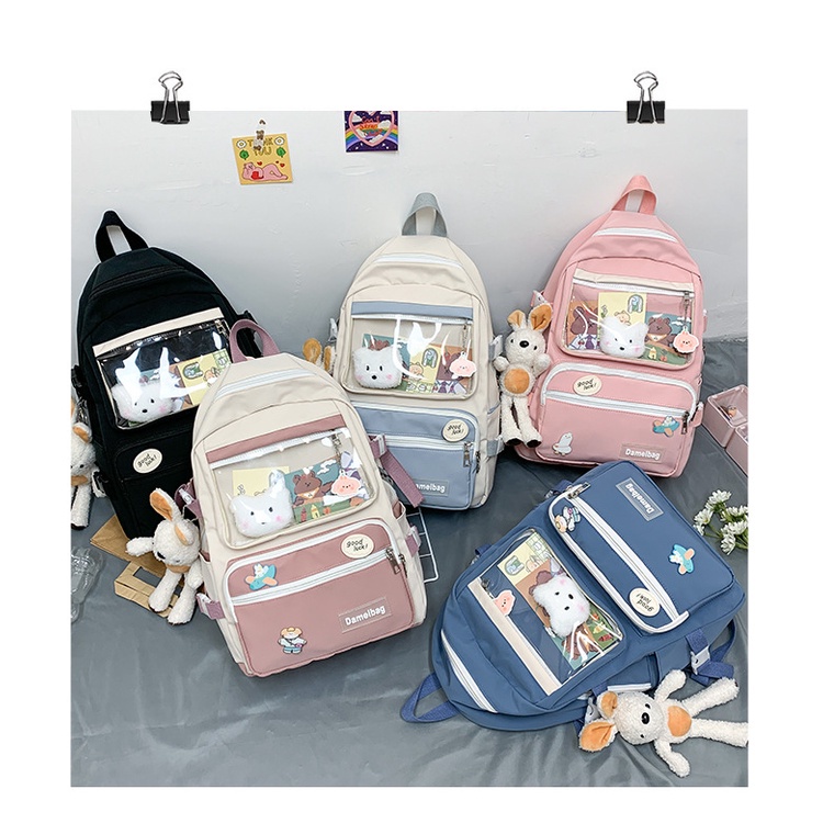 Ba Lô Đi Học/Du Lịch Cỡ Lớn Chống Thấm Nước Họa Tiết Hoạt Hình Phong Cách Nhật Hàn