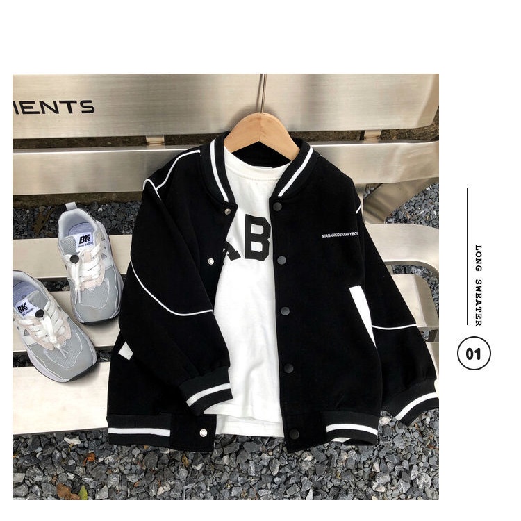 Áo Khoác Bóng Chày Phối Màu Tương Phản Thời Trang Mùa Xuân Cho Bé Trai