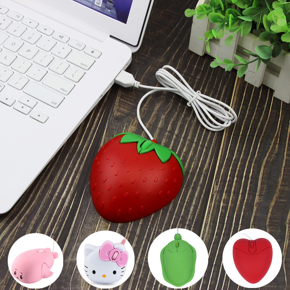 🔥COD🔥Chuột Máy Tính Để Bàn Hình Trái Dâu Dễ Thương