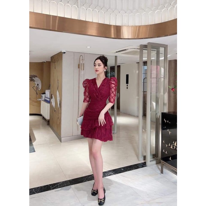 ĐẦM REN NỮ KIỂU DÁNG TAY CON CÓ LÓT DỰ TIỆC KẾT HỢP ĐI LÀM CÔNG SỞ SIÊU ĐẸP PU (HÀNG QUẢNG CHÂU)