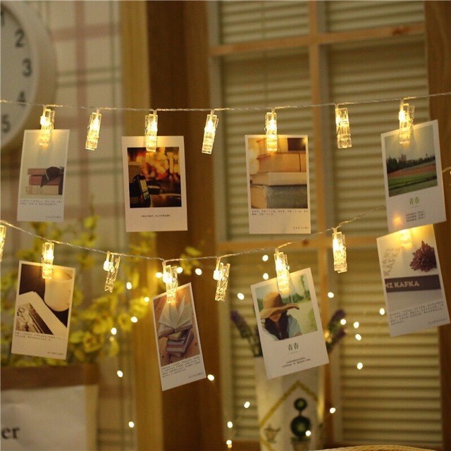 Dây đèn led 10 kẹp ảnh trang trí lễ tết, sinh nhật, nhà cửa ,phòng ngủ