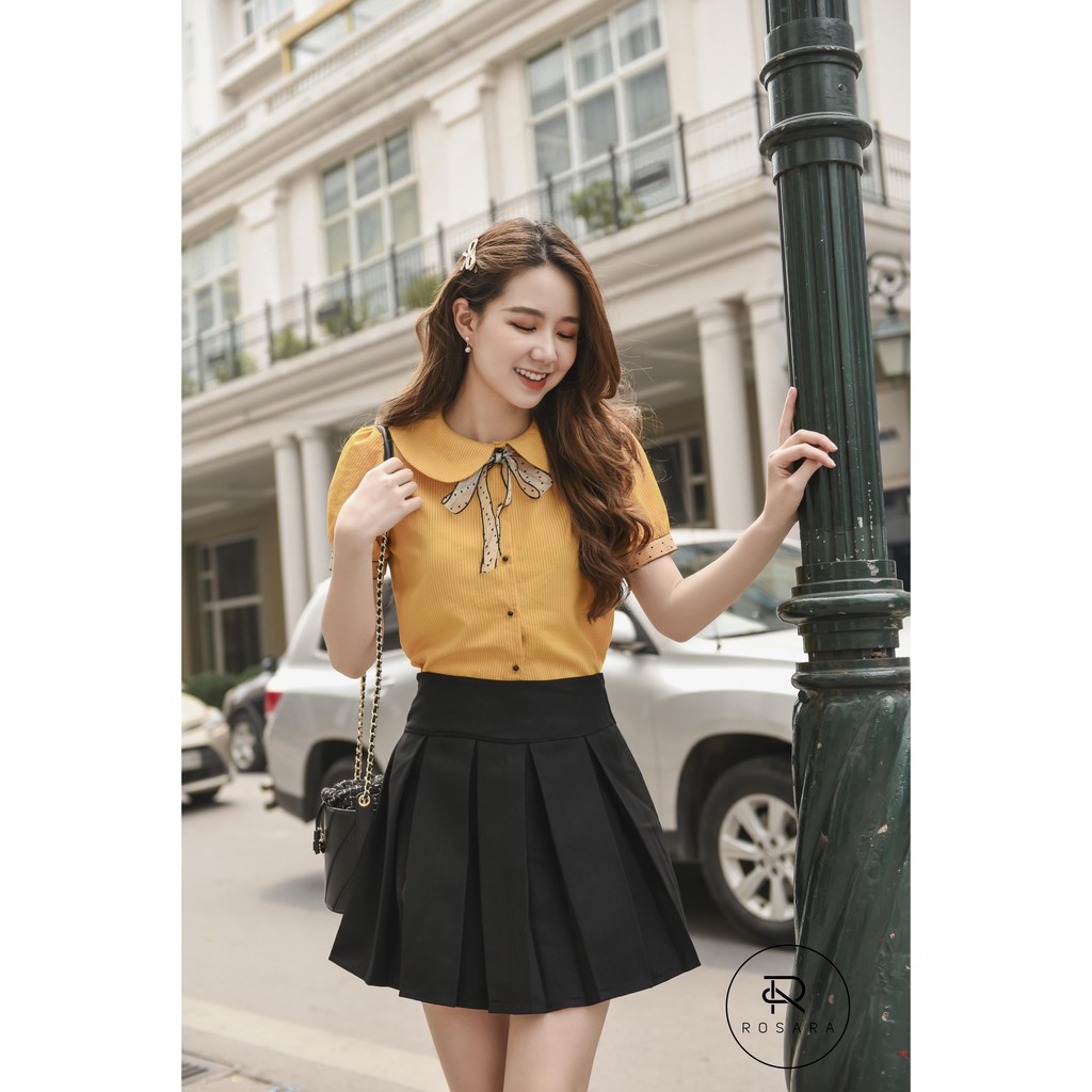 Áo sơ mi cộc tay nữ đẹp nhiều màu hạo tiết kẻ nhạt Rosara AM59 | BigBuy360 - bigbuy360.vn