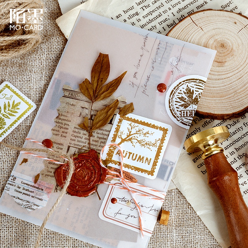 Sticker chủ đề Bức Thư Mùa Thu - Hộp 46 miếng dán trang trí sổ tay Bullet Journal - M082