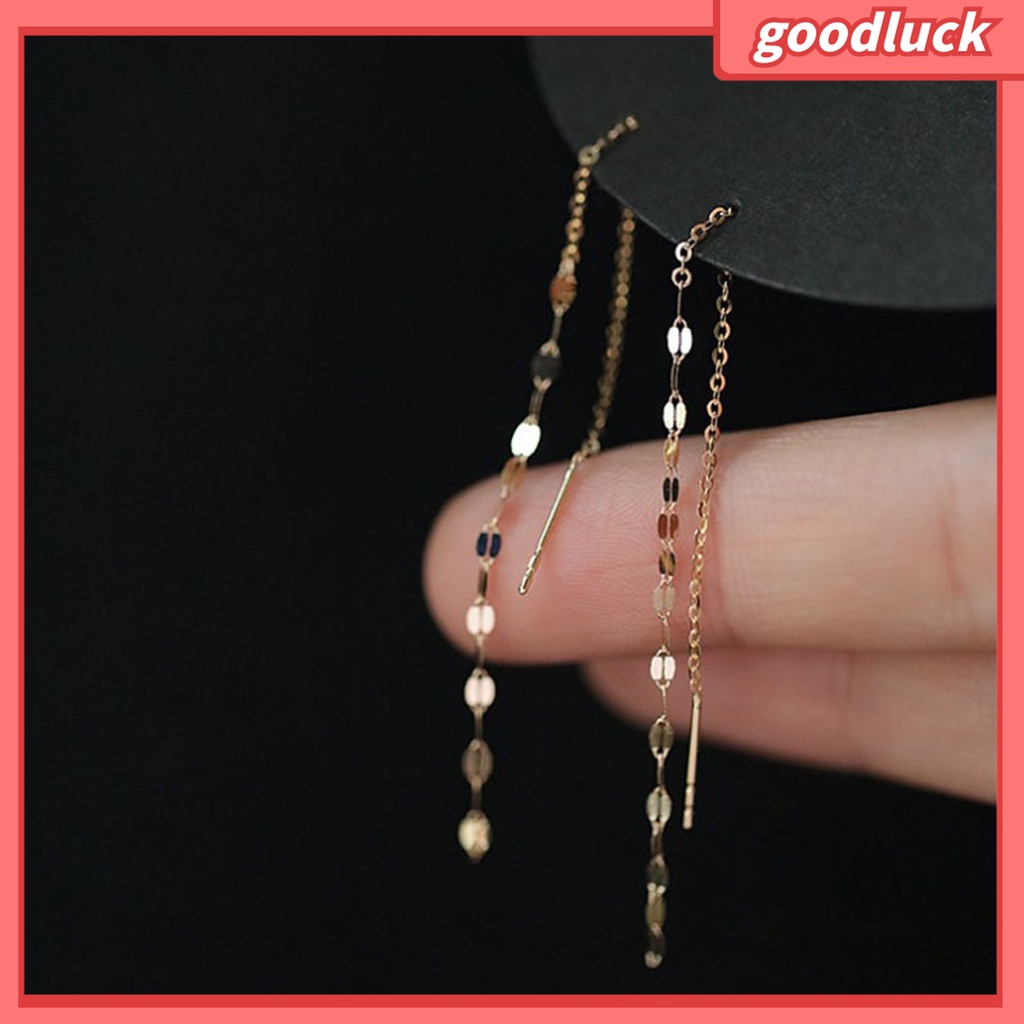 Goodluck| 1 Đôi Bông Tai Dáng Dài Phối Tua Rua Thời Trang Cho Nữ