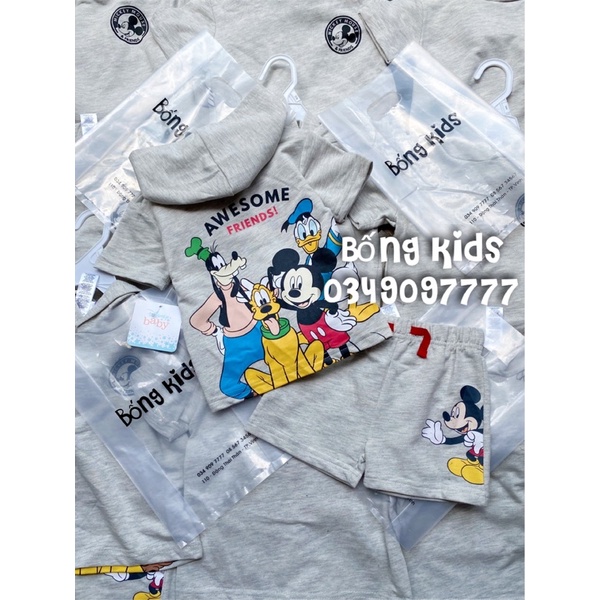 Bộ Hè Hoodie Bé Trai Da Cá Mickey