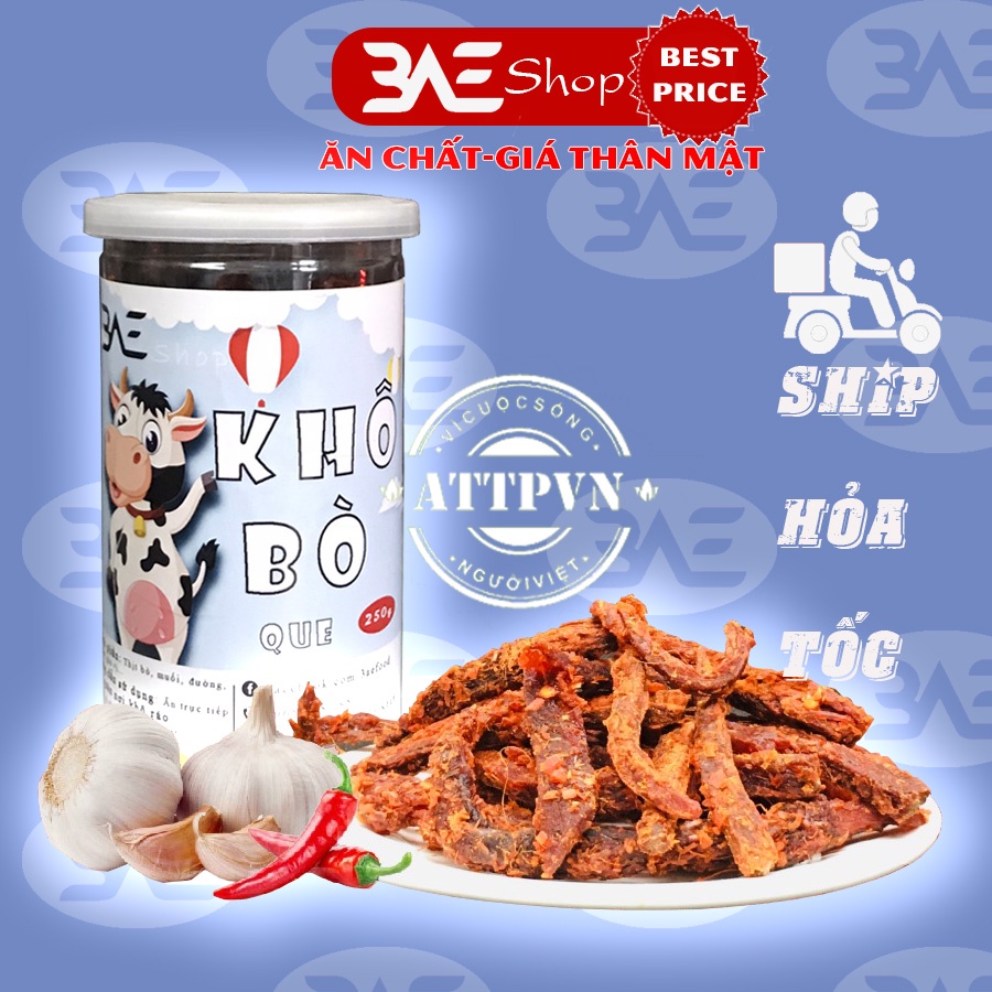 Khô bò que cay cay loại 250g shop 3AE đồ ăn vặt ngon Hà Nội