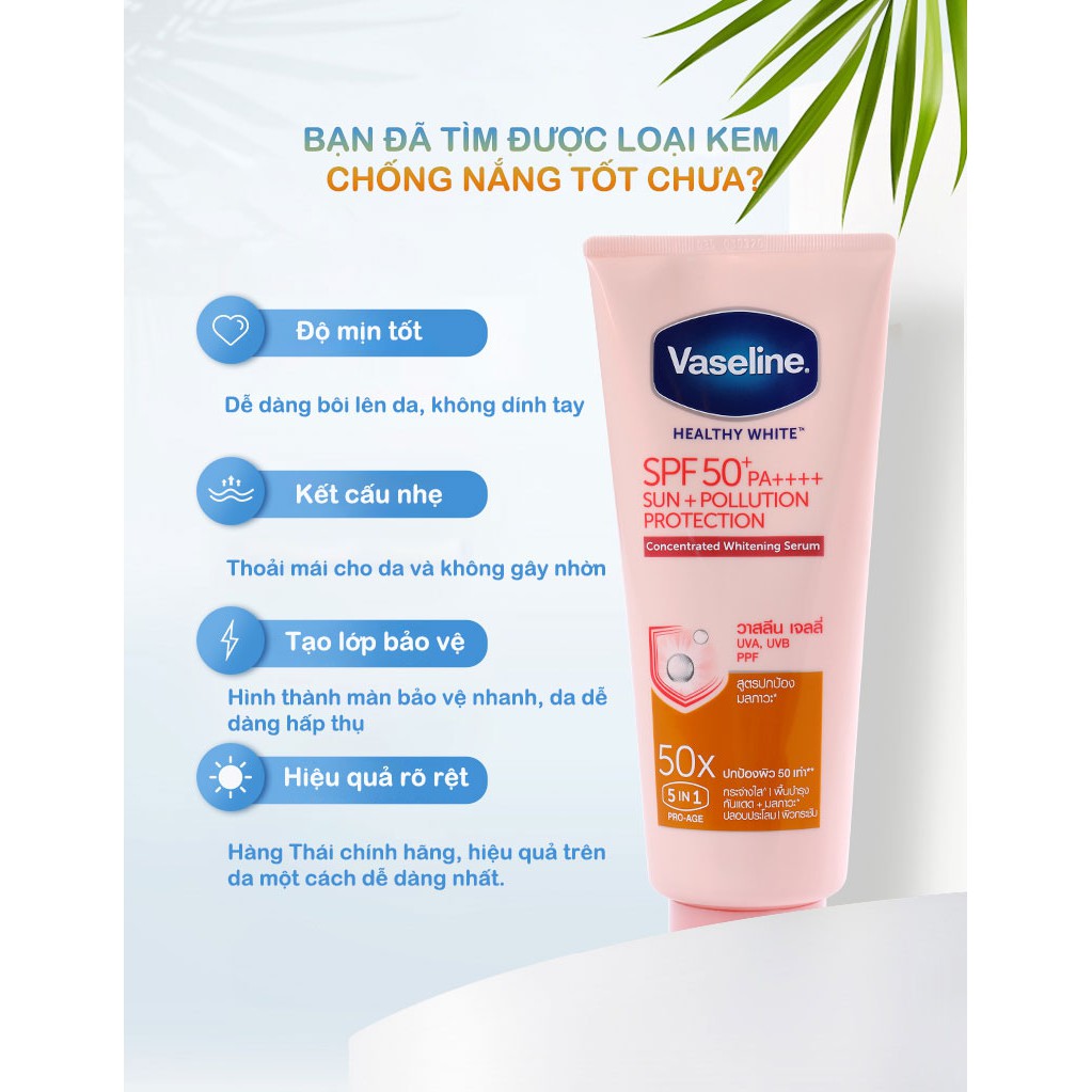  Dưỡng thể Vaseline 50X trắng da, chống nắng SPF50 Thái Lan