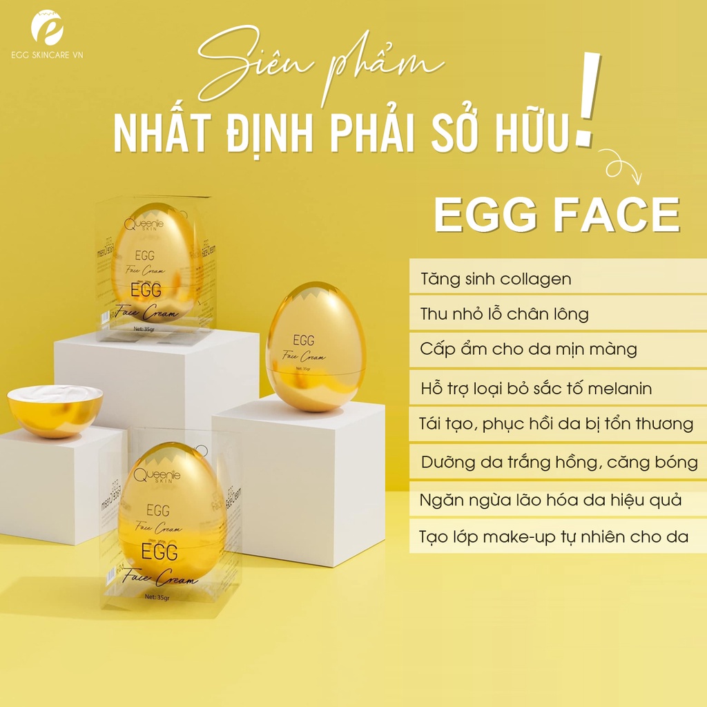 Kem Face Trứng Vàng QUEENIE  EGG FACE CREAM  [Hàng Chính Hãng]