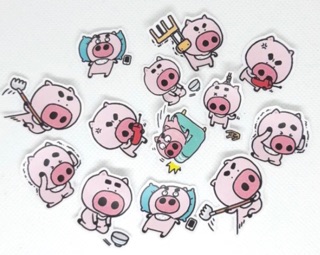 Sticker hình lợn xinh 30 cái ép lụa