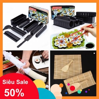 [5🌟][FREESHIP] BỘ DỤNG CỤ LÀM SUSHI 10 MÓN - CUỘN BẰNG GỖ - ỐNG TRẮNG [SALE]