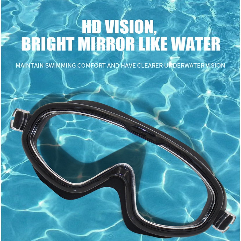Kính bơi chuyên nghiệp gọng lớn tùy chỉnh bằng silicon mềm chống thấm nước/ sương mù/ tia uv cho nam và nữ