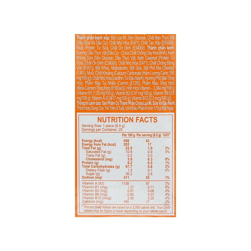 BÁNH XỐP KEM PHÔ MAI CAL CHEESE 153G