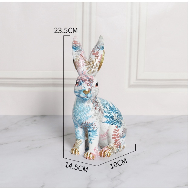 Tượng trang trí- tượng thỏ phục sinh in hoa dễ thương-trưng bày hoặc quà tặng