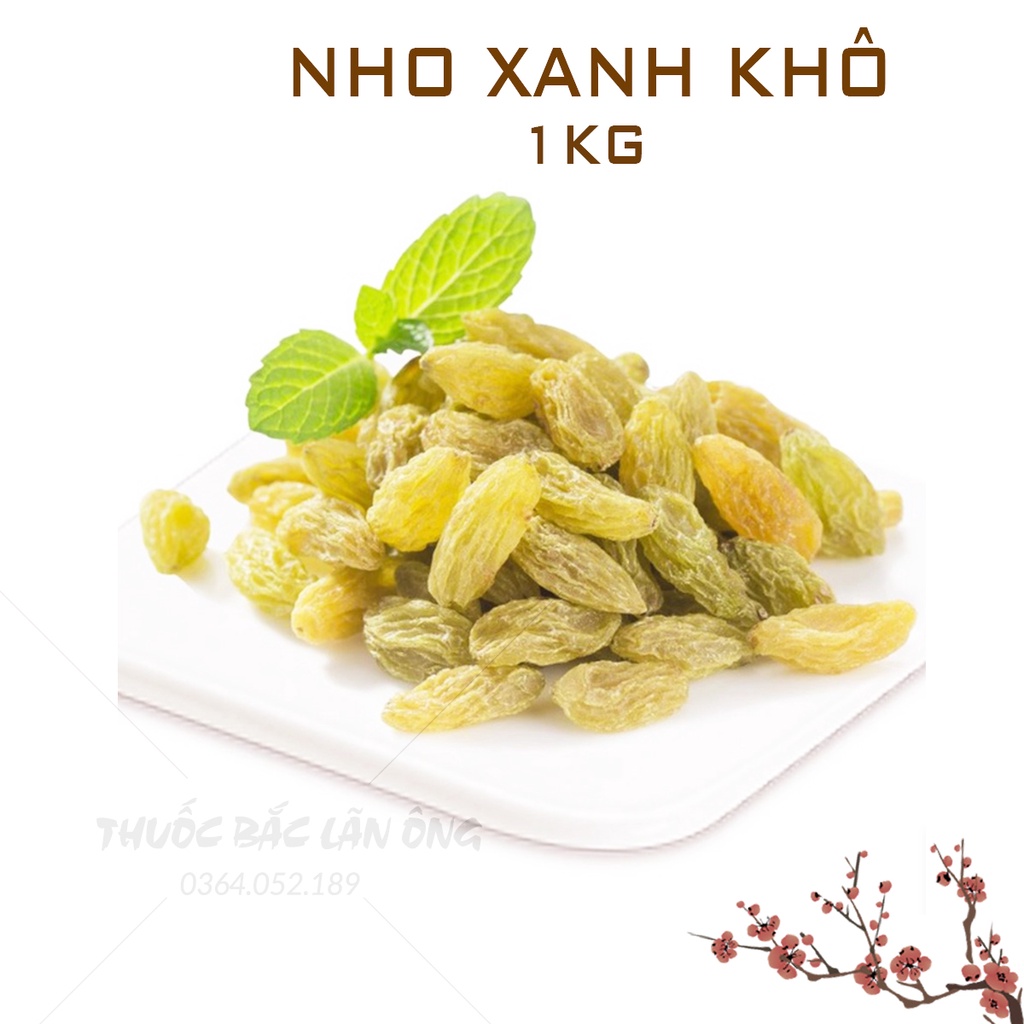 Nho xanh khô không hạt 1kg (hàng loại 1, đồ ăn vặt, làm bánh)