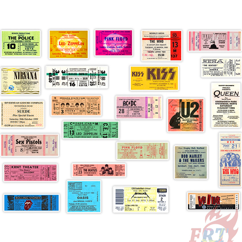 ❉ Retro HipHop Rock Band Tickets Series 01 Mini Poster Stickers ❉ 25Pcs/Set Waterproof DIY Fashion Decals Doodle Stickers
