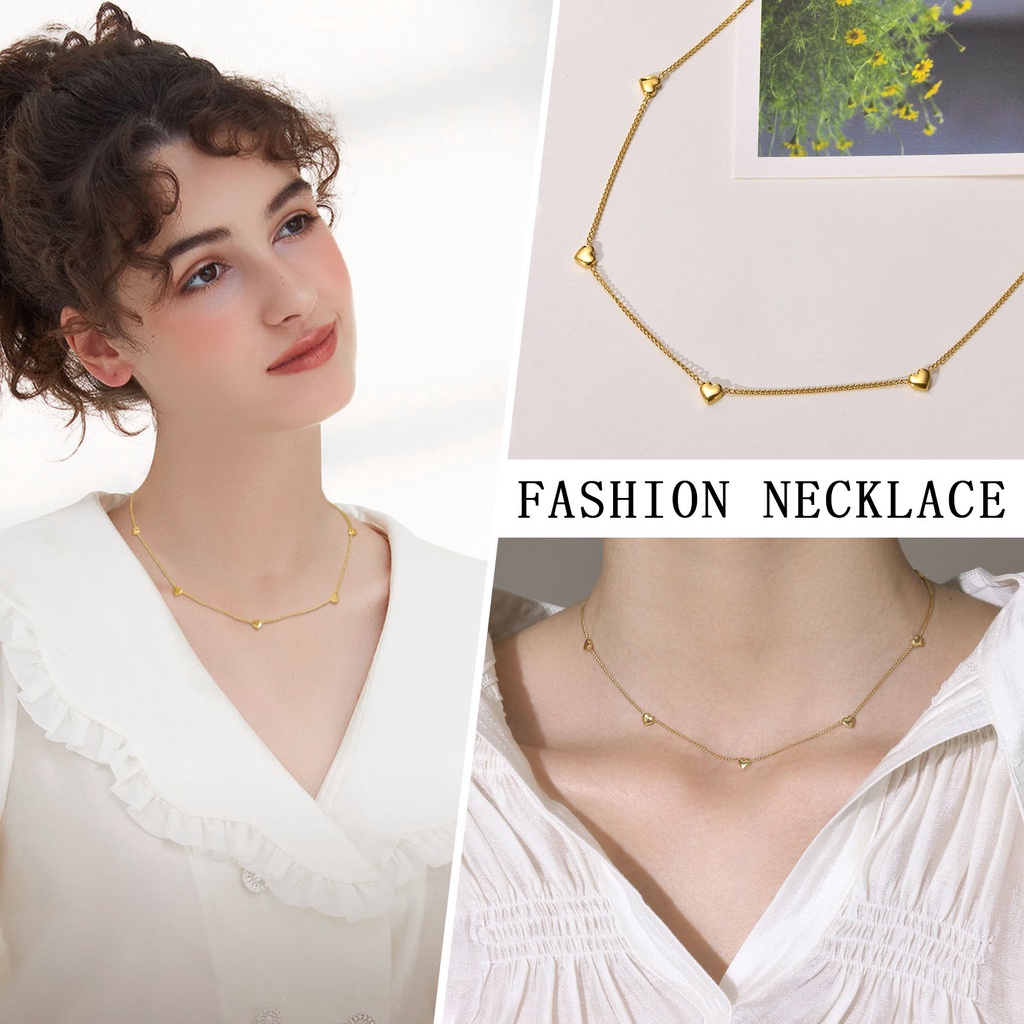 Vnox Vòng Cổ Choker Bằng Vàng 18K Mặt Hình Trái Tim Tinh Tế Cho Nữ