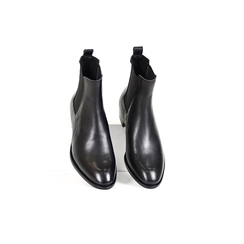 Giày Nam Chelsea boot cổ cao, gót gỗ cao 5cm, Tặng lót tăng chiều cao đệm khí