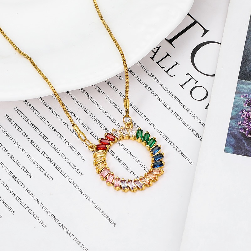 PINKDUDU Vòng cổ Mặt Kính Mạ Vàng Hồng Đính Đá Nhiều Màu Sắc Phong Cách Boho Đơn Giản Cho Nữ PD605