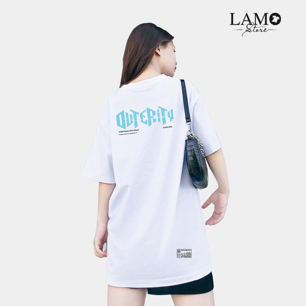 Áo thun Outeriity SIG 2-WHITE Áo Thun Tay Lỡ nam nữ, áo phông unisex from rộng Oversize - V205