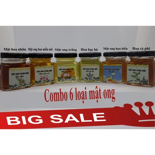 Combo 6 Hũ Mật Ong 140gr Với 6 Loại Mật Ong Hoa Bạc Hà - Hoa Biển- Hoa Nhãn- Hoa Cà Phê- Hoa Miền Núi- Mật Ong Trắng