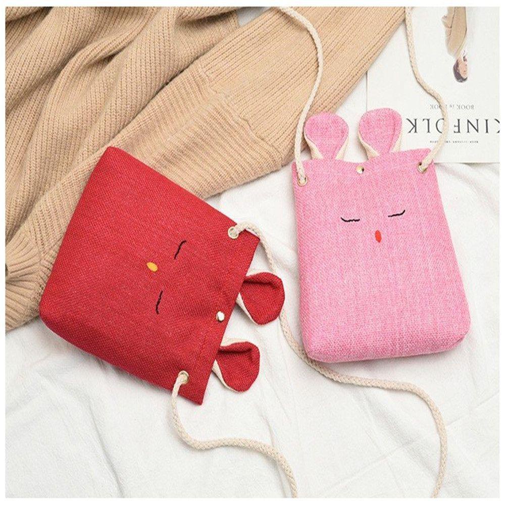 MIHAN1 Túi Đeo Chéo Vải Bố Hình Thỏ Đáng Yêu