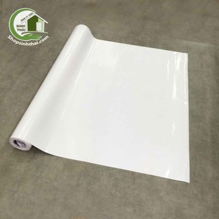 Giấy dán tường màu trắng bóng, khổ 1,2m có sẵn keo