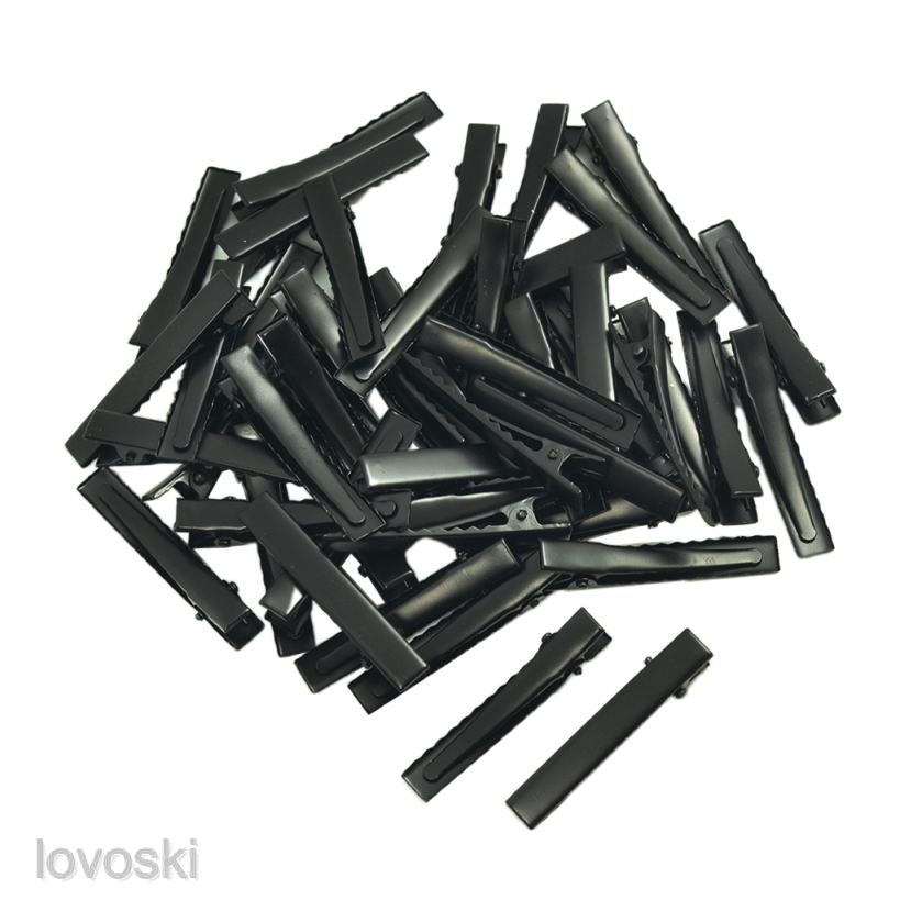 Set 50 Kẹp Tóc Cá Sấu Màu Đen Bằng Sắt DIY