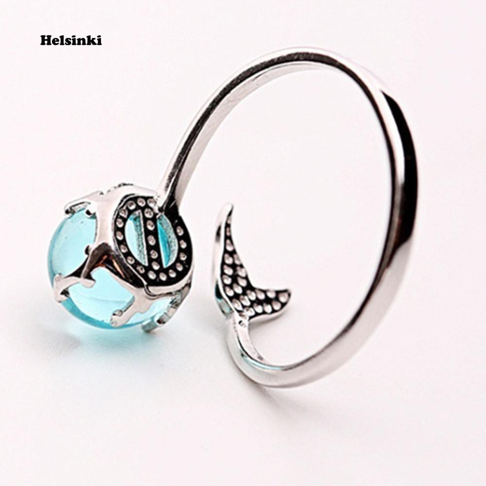 Nhẫn Hở Hình Đuôi Nàng Tiên Cá Đính Đá Thời Trang